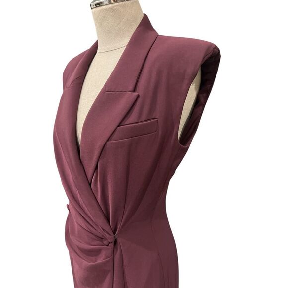 Reiss Dress 6 Cecile Tuxedo Bodycon Midi Longline Blazer Strong Shoulder New - Picture 5 of 10